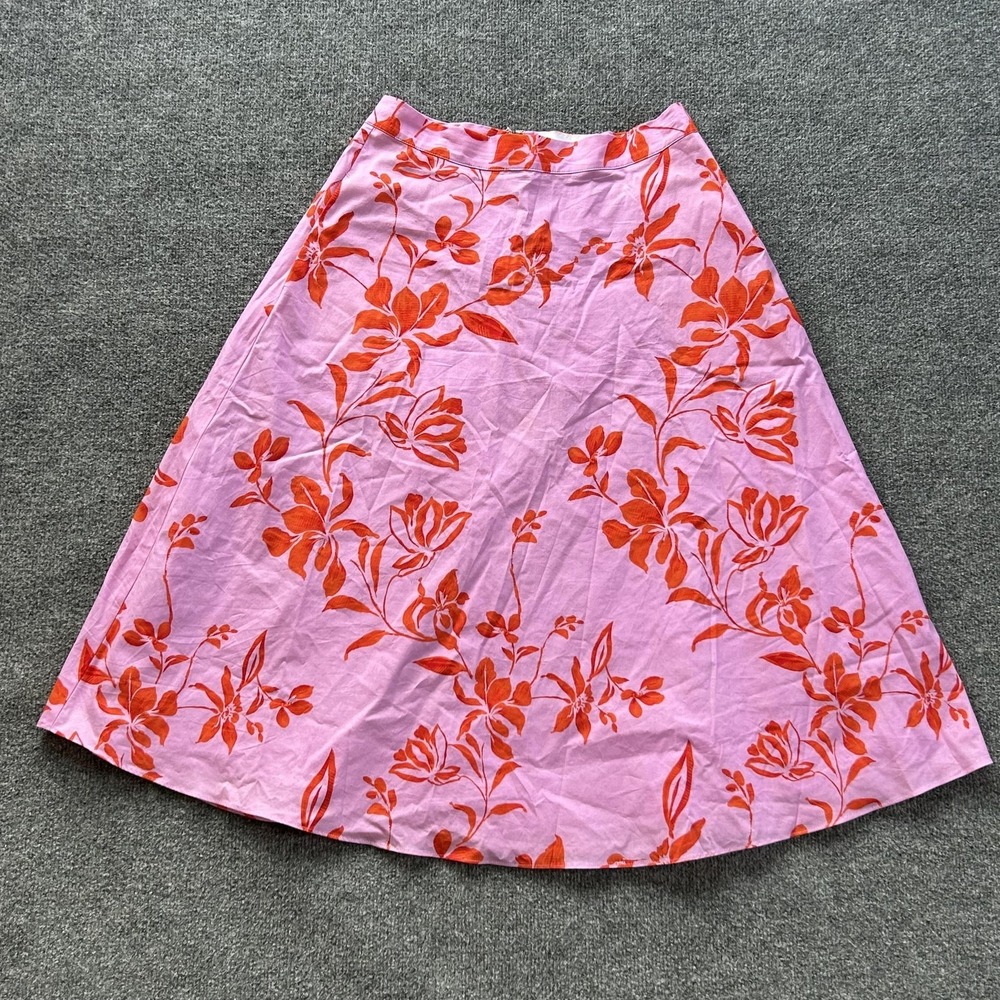 Alexia Admor Skirt Womens 6 Pink Floral A Line Midi Pockets Lined Cotton